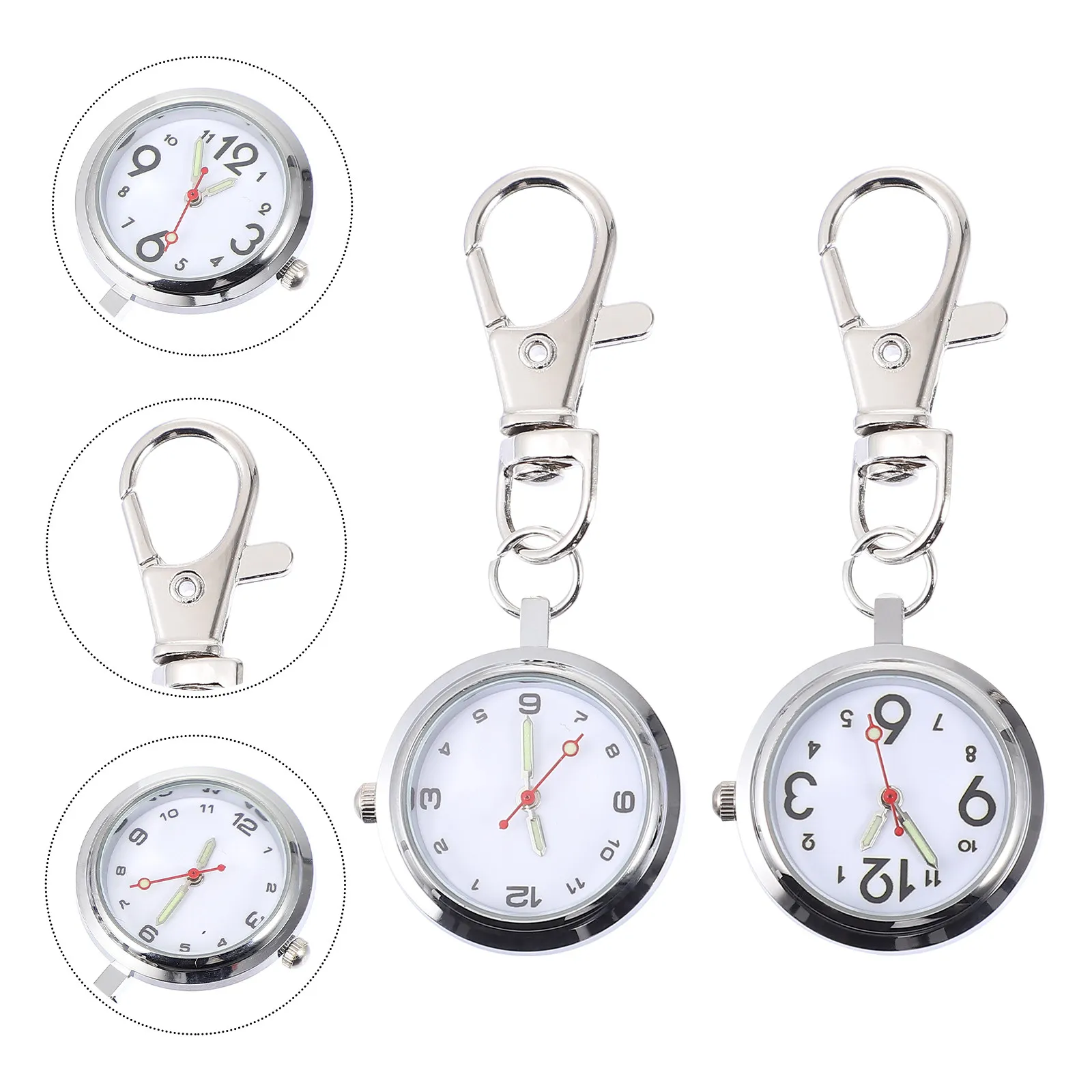 

Набор из 2 унисекс-часов для медсестер: минималистичные наручные часы-брелок с клипсой в ретро-стиле, повседневные часы для женщин