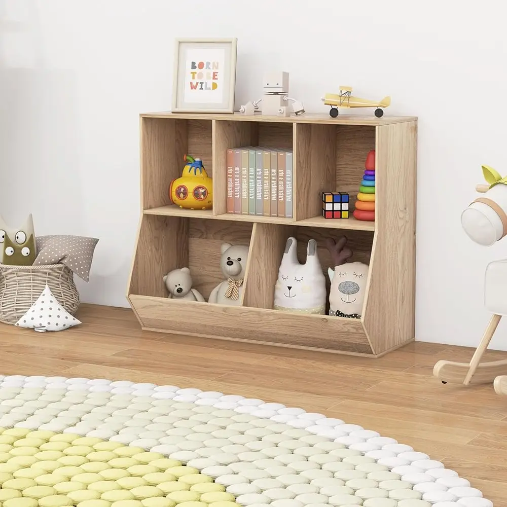 

Nightcore 5-Cubby Toy Storage Cabinet, Toy Storage Organizer With Anti-Toppling Kits, Kids Bookcase & Bookshelf, Toy Storage