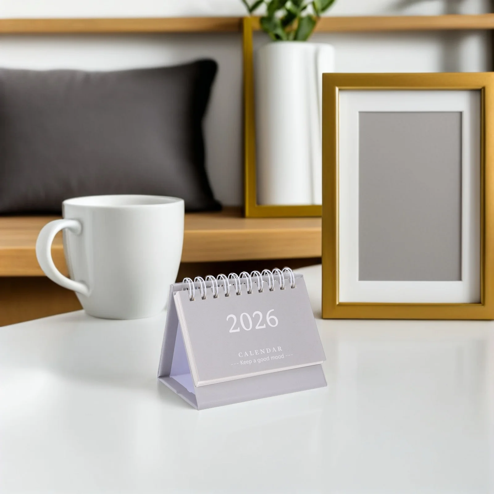 Mini Kalendarz Biurkowy 2026 Składany, Stojący, Do Codziennego Użytku, Do Domu i Biura, Gruby Papier, Dekoracyjny, Minimalistyczny, Mały
