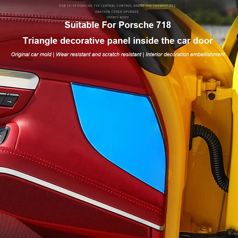 

For Porsche 718 Cayman Boxster 2016 2017 2018 2019 Car Door Interior Triangle Decorative Cover Interior Modification