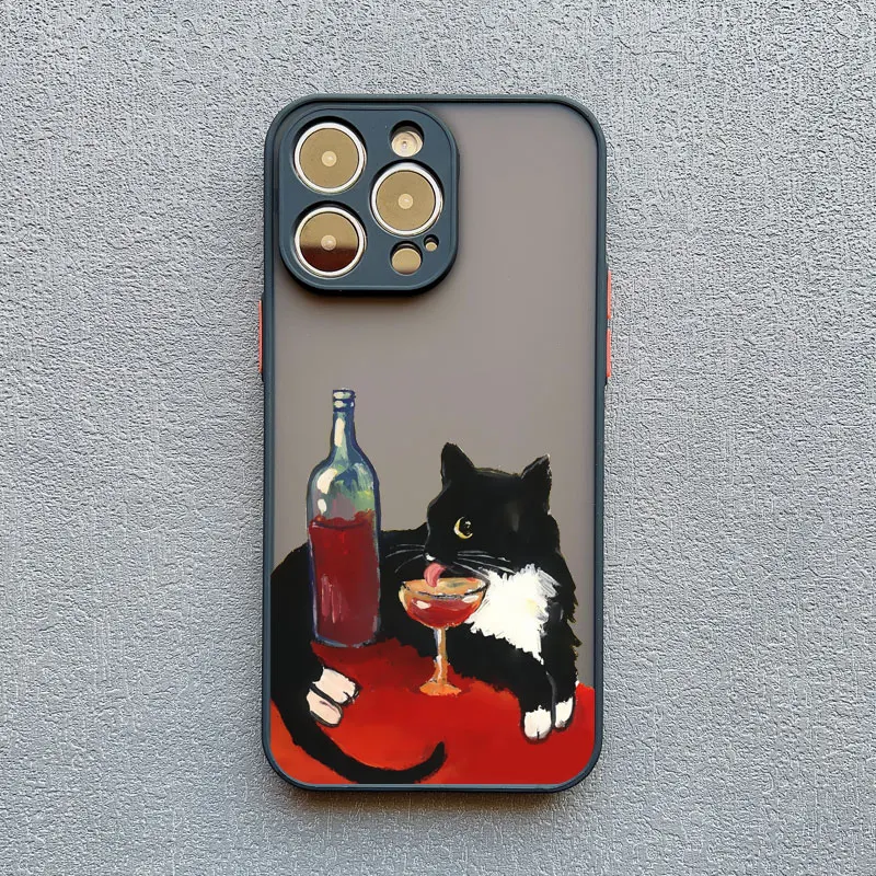 Dunkle lustige Cartoon-Katze, lustige Handyhülle für iPhone 16 14 13 12 11 15 17 Pro Max X XR XS 12 13 Mini 14 15 Plus Tierhüllen – Detail 10