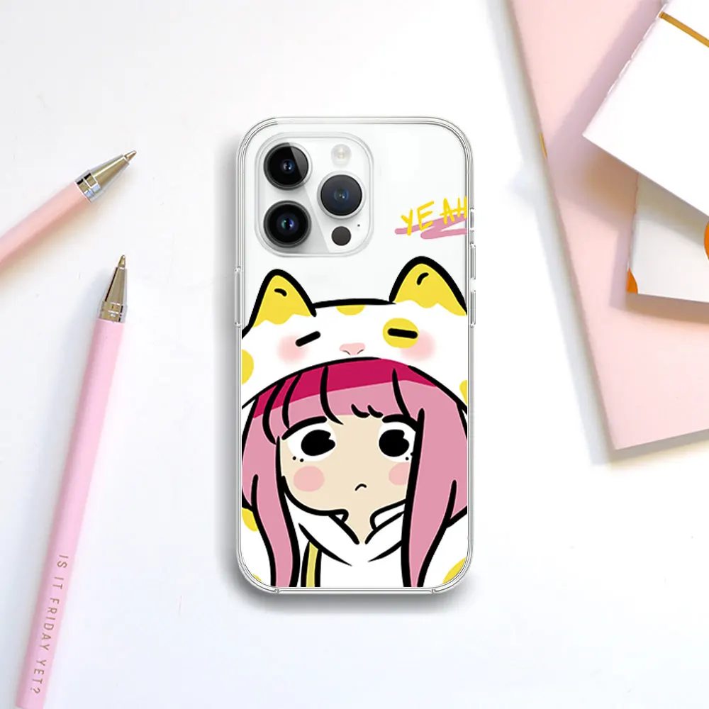 Cartoon Anime Loli Transparent Phone Case For iPhone 12 11 14 13 15 16 Pro Max Plus Shell