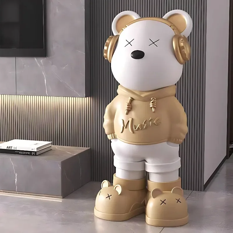 Violent Bear Large Floor Ornaments, Cool Headphones, Cream Style, Living Room TV Cabinet, Sofa, Home Decorations