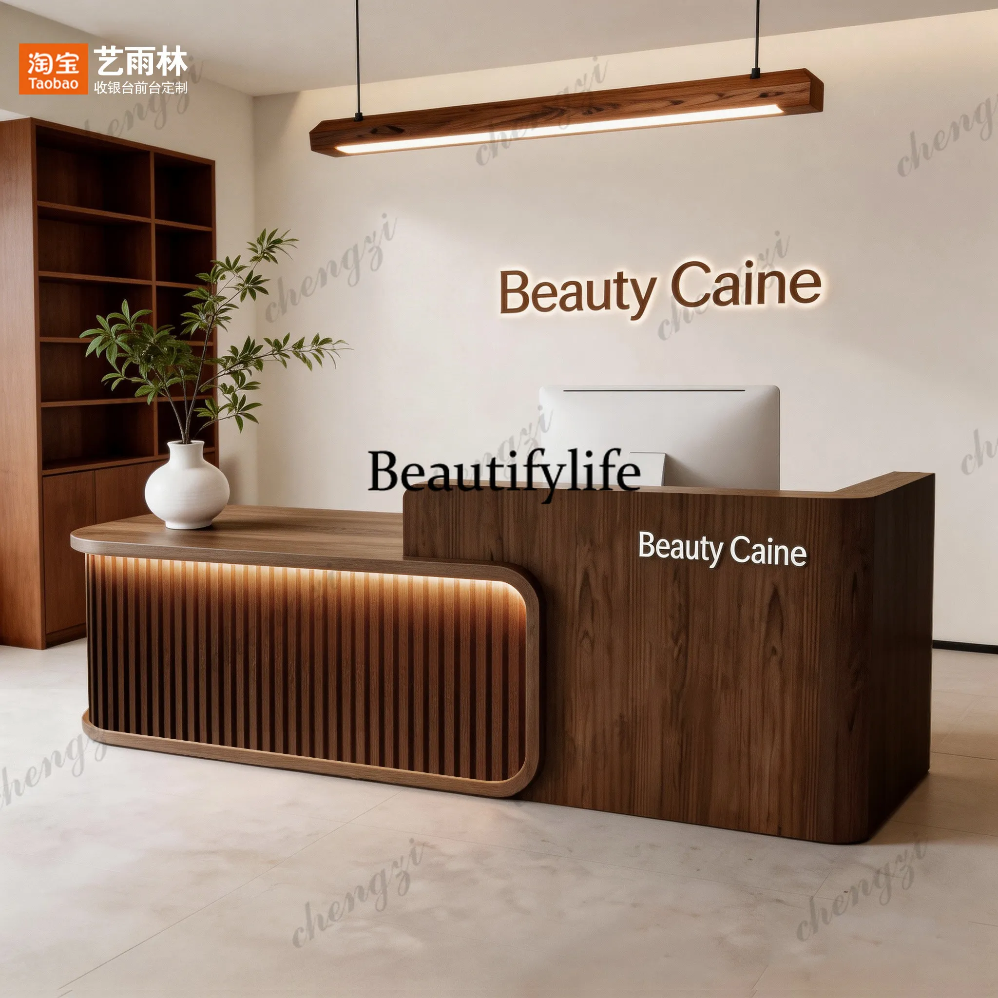 Light luxury beauty salon front desk clothing cashier Chinese tea house health center reception counter