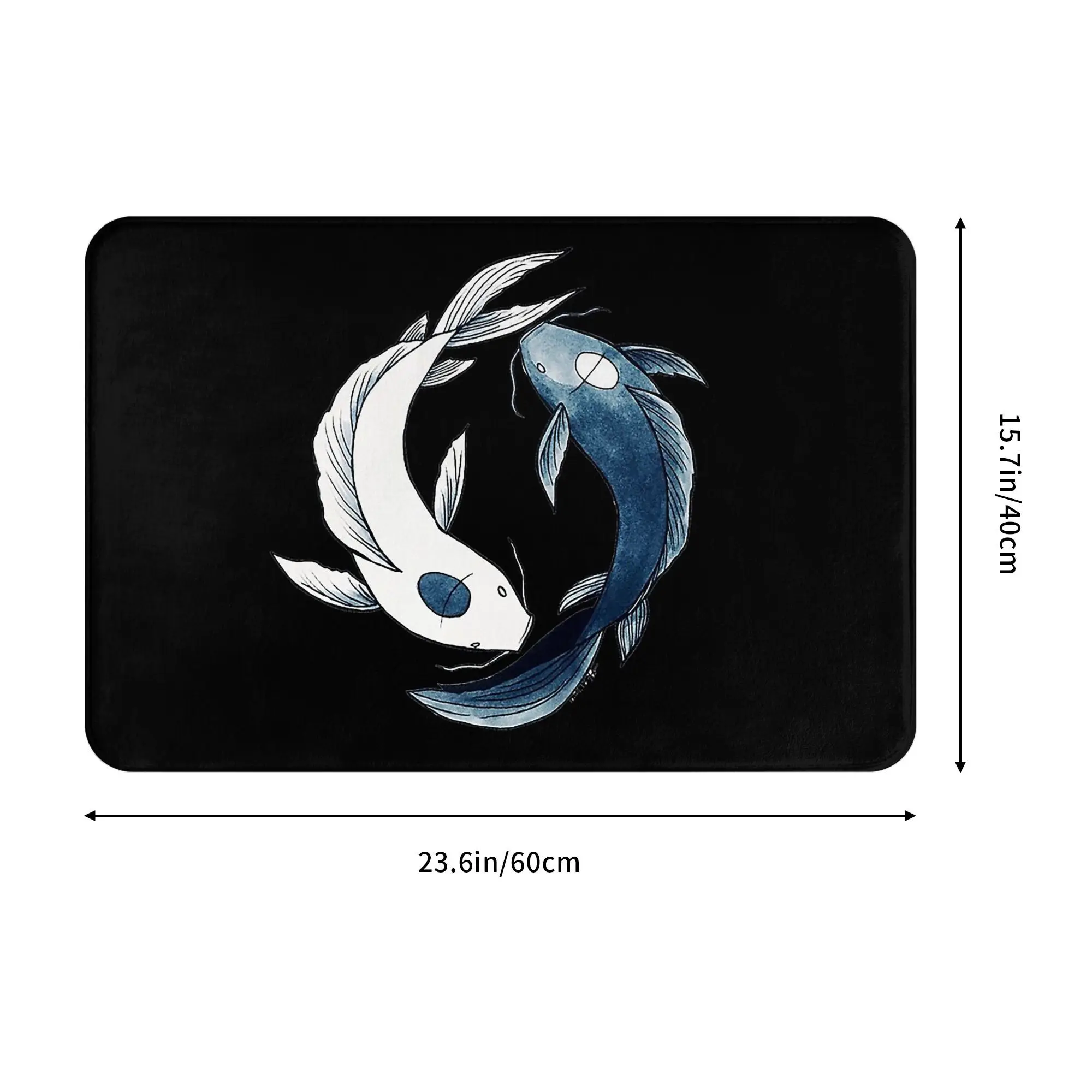 Tui and La Yin Yang Koi Memory Foam Bathroom Rugs Non-Slip The Last Airbender Carpet Bath Mat Water Absorbent for Shower Tub