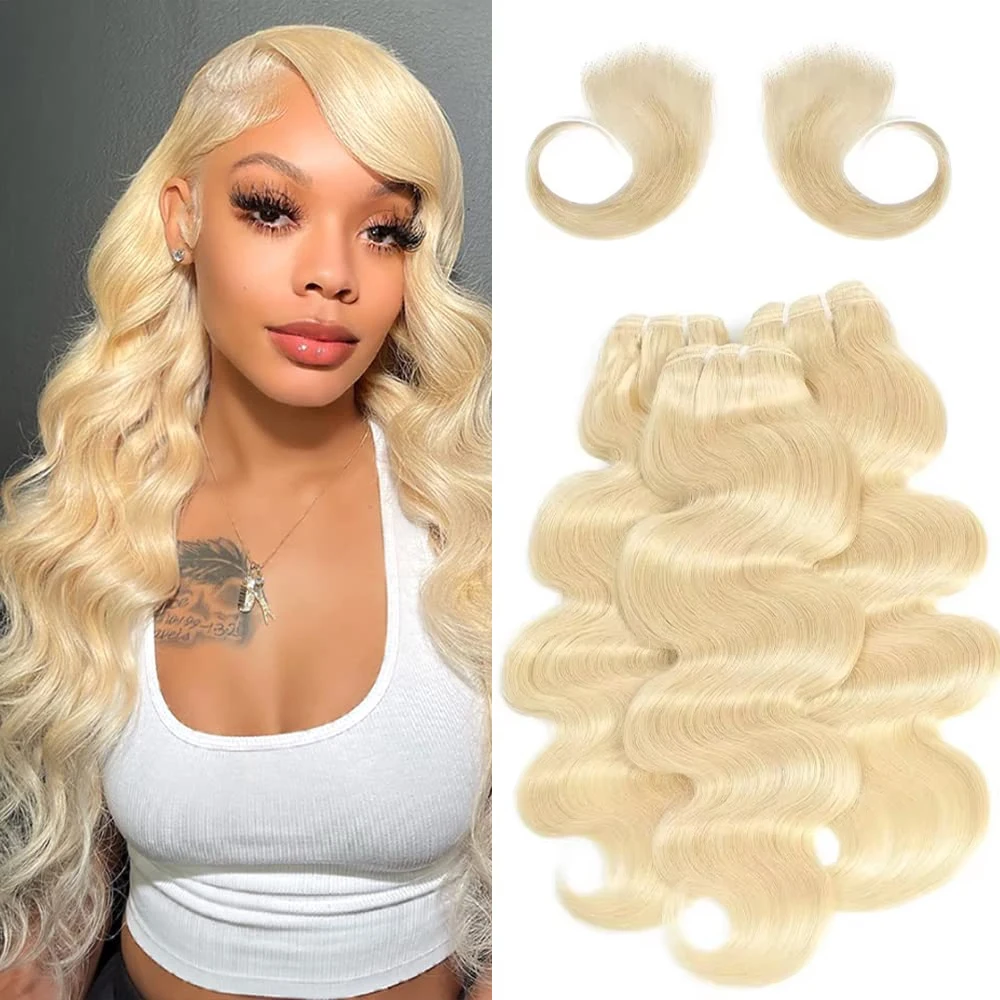 Tissage en lot Body Wave brésilien Remy naturel blond 613, 20 pouces, trame de cheveux humains, 3 lots, richesse