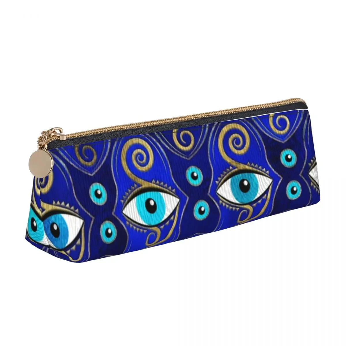 

Evil Eye Charm Pattern Triangle Pencil Case Greek Eyes Mati Amulet For Child Box Fashion Leather Pen Pouch