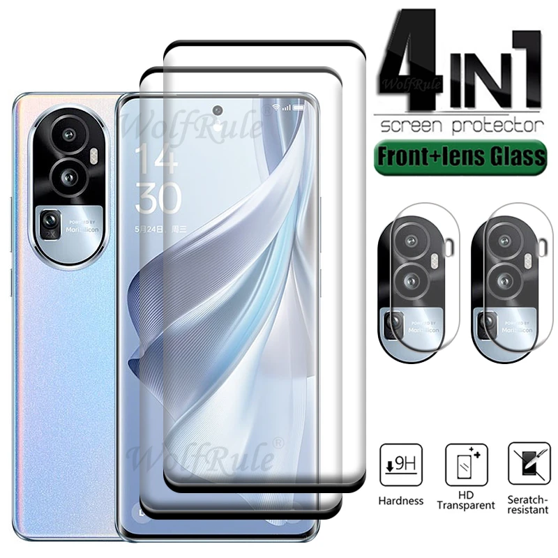 

4-in-1 For Reno 10 Pro Glass OPPO Reno 10 Pro Plus 5G Tempered Glass 9H Full Cover Curved Screen Protector Reno 10 Pro Len Glass