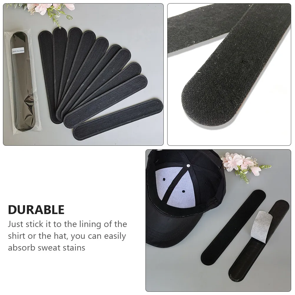 20Pcs Sweat Absorbing Pads for Hats Non-Woven Hat Liner Pads Quick-Dry Odor-Eliminating Self-Adhesive Disposable Sweatband
