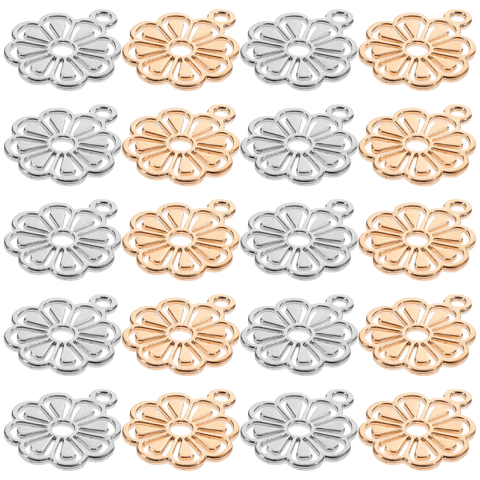 

100pcs Zinc Alloy Flower Charm Pendant Hollow Jewelry Making Necklaces Bracelets DIY Decor Kids Gifts Craft Supplies
