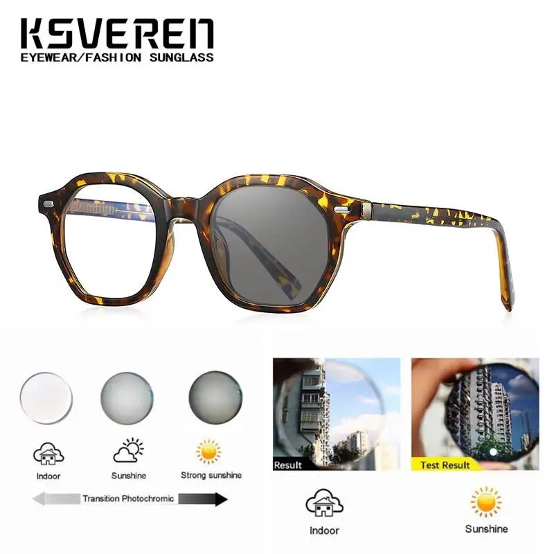 KSVEREN スクエアフォトクロミック老眼鏡女性男性ファッション光学眼鏡処方メガネ老眼コンピュータメガネ