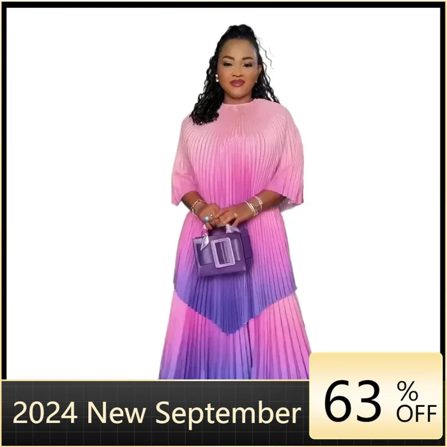 

Plus Size African Clothes for Women Autumn Elegant Polyester Party Evening Pleat Top Skirt Gowns Dashiki Africa Clothing Outfits