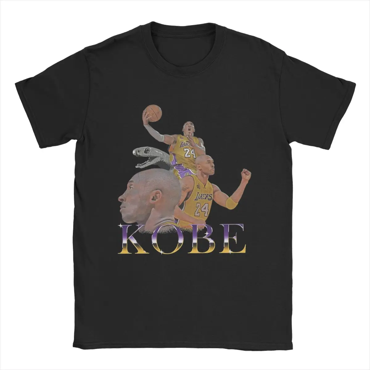 Kobes Bryants Vintage Grain T-Shirt Men Leisure 100% Cotton Tees Round Neck Short Sleeve T Shirt Plus Size Clothing