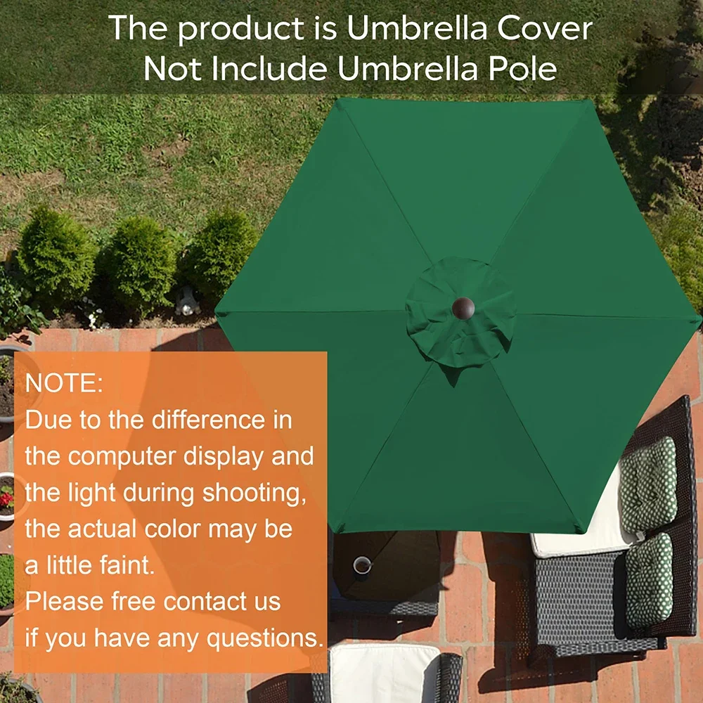 6/8 Rib Polyester Sunshade Cloth Outdoor Patio Umbrella Garden Sunshade Cover Replacement Cloth Waterproof Top Fabric Parasol