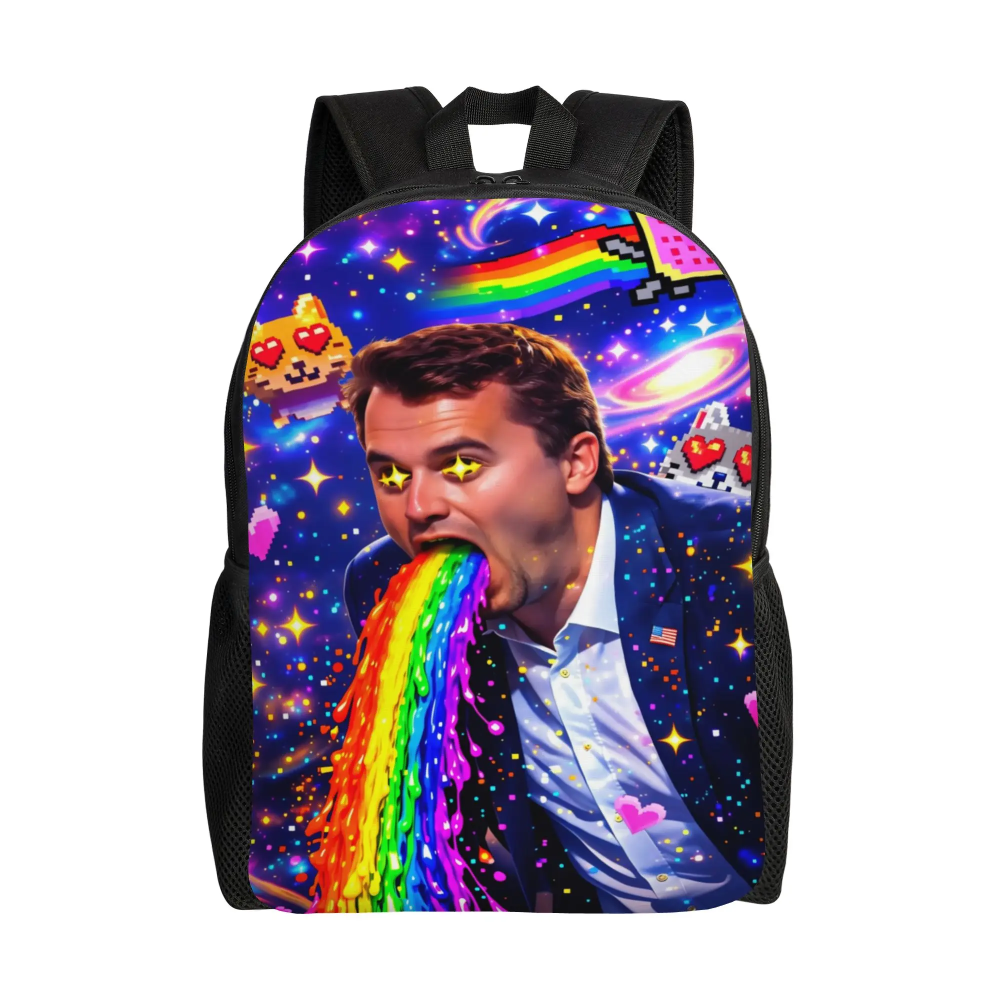 Funny Charlie Kirk Backpack Student  Soft Backpacks Polyester Streetwear High School Bags University Custom Rucksack