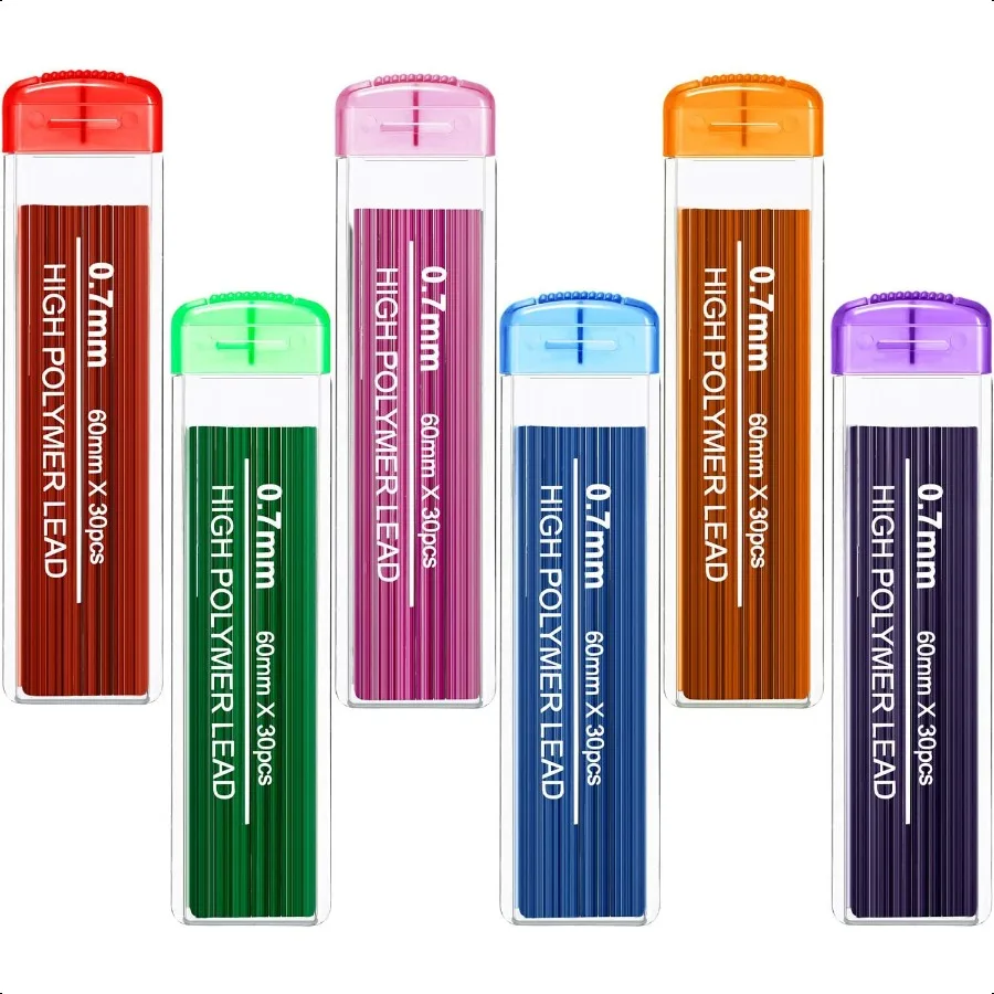 

Color Pencil Lead Refills 0.7 mm Mechanical Lead Pencil Refills for Home Offices 0.7 mm Hb 6 Color Set 180