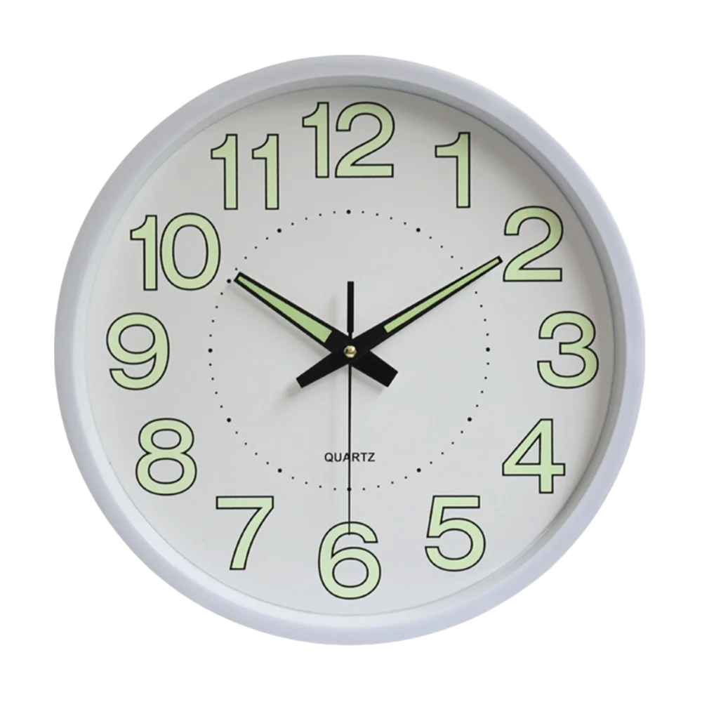 

Creative 12inch Glow in The Dark Clock Non-Ticking Hanging Wall Clock Energy-Saving Plastic Digital Clock Living Room