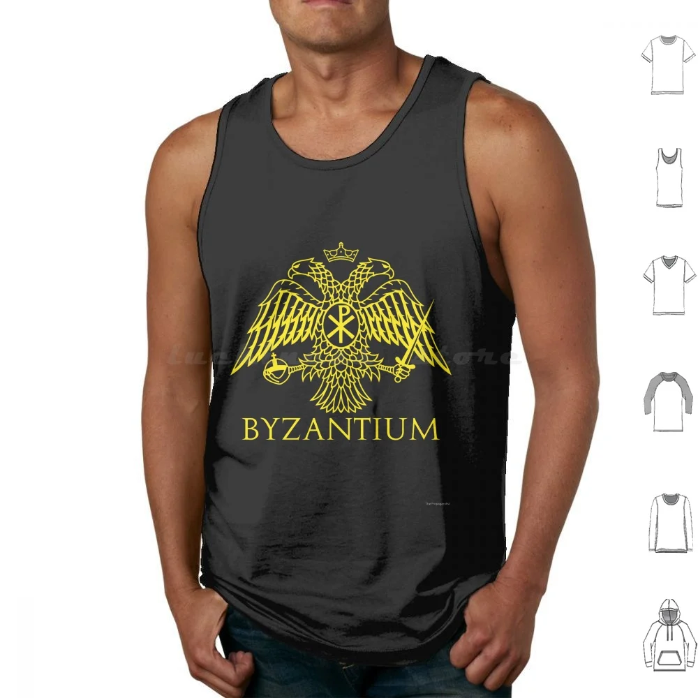 Byzantium Logo-Byzantine Empire's Double Headed Eagle Tank Tops Print Cotton Byzantine Empire Logo Double Eagle Double