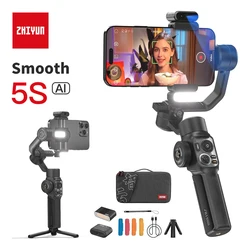 ZHIYUN Smooth 5S AI 3-Axis Gimbal Stabilizer for iPhone 15 Pro Max and Android Smartphones with AI Tracker for Video Recording