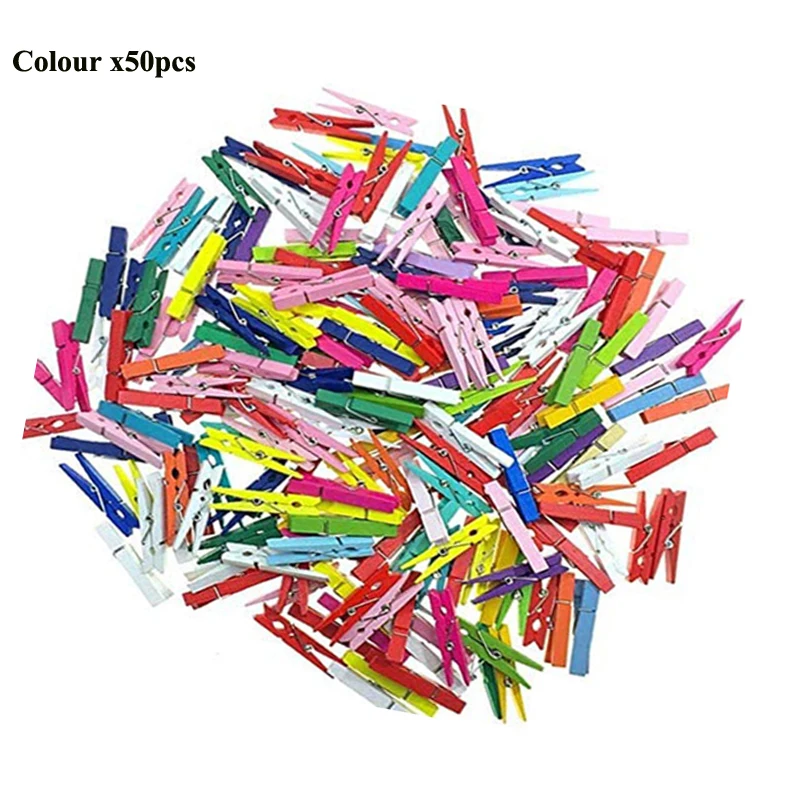 50/100 stücke Mini 25mm Natürliche Holz Clips Foto Clips Wäscheklammer DIY Hochzeit Party Holz Clip Clips Pegs Dropshipping – Detail 7