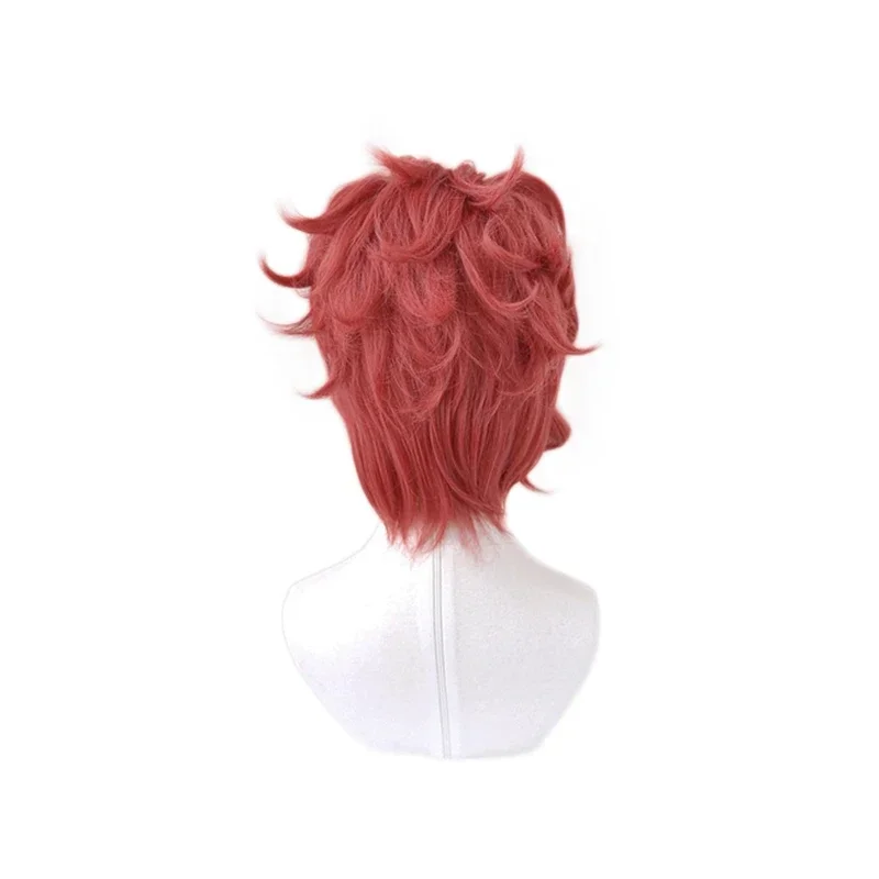 Anime Jojo'S Bizarre Adventure Role Play Wig Kakyoin Noriaki Red Curl High Temperature Fiber Hairpiece Halloween Party Cospl MN7