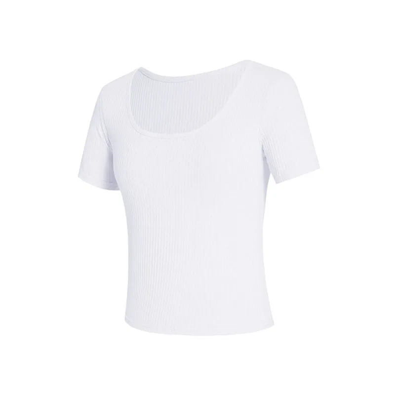 Chaleco de Yoga de cuello redondo para mujer, Top corto deportivo sin costuras de punto acanalado para correr, camiseta sin mangas para mujer