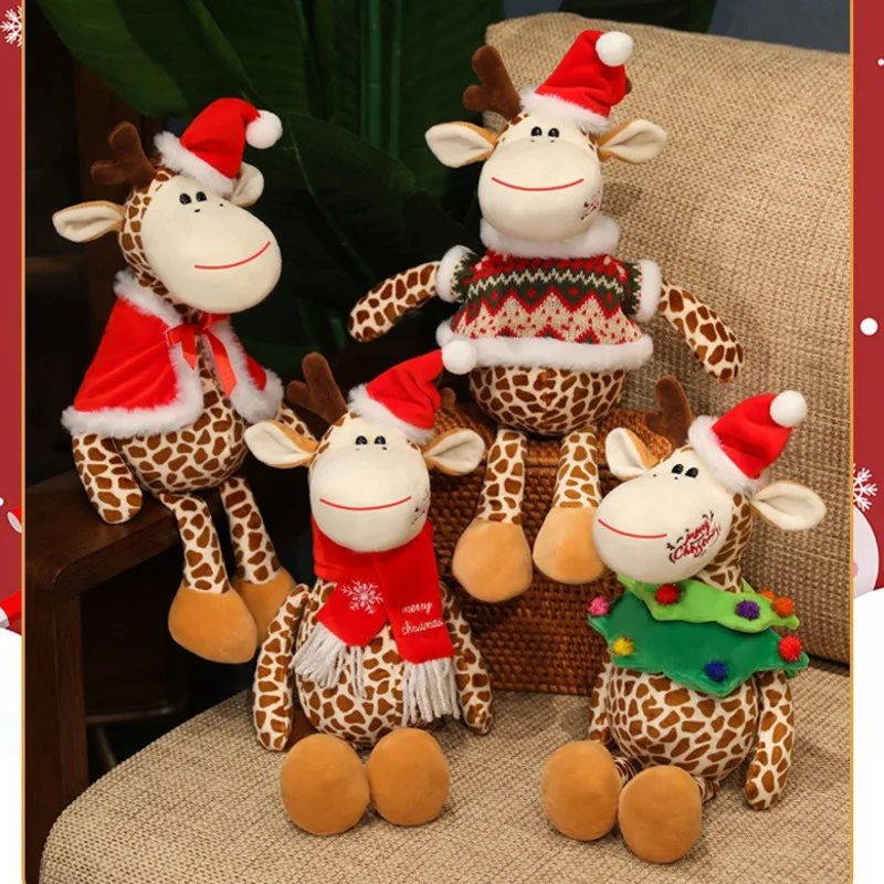 

2024 Christmas Series Deer Plush Dolls Cute Santa Claus Companion Elk Deer Plush Dolls Xmas Girl Friend Gifts Kids Newyear Gifts