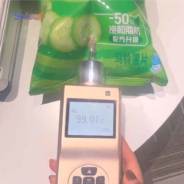 Handheld Gas Detector Biogas Analyser Co2 Co Ch4 H2s Food Packing Factory N2:0-100%VOL