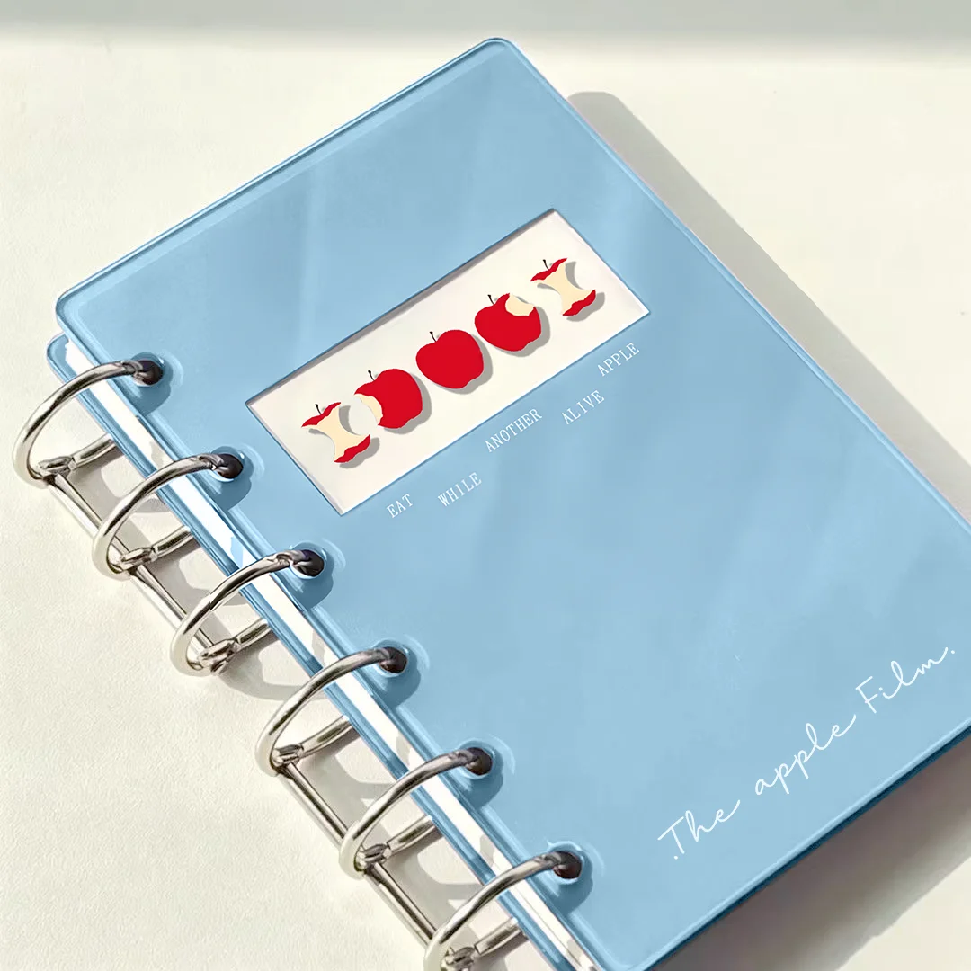 A7 Acrylic Light and Shadow Apple Loose-leaf Notebook, Ins High Appearance Level Student Blank Pocket Notepad