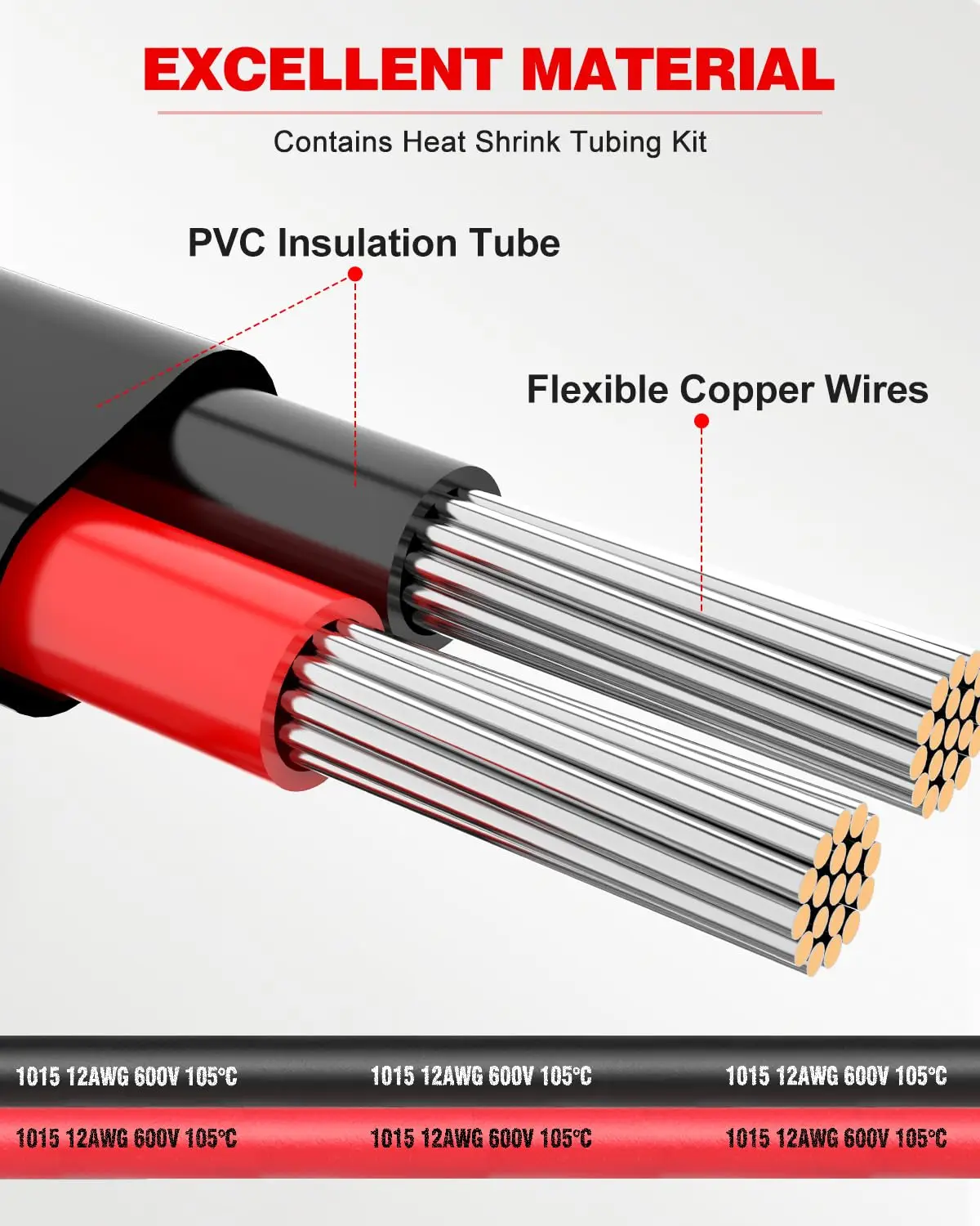 12 Gauge Wire 2 Conductor Electrical Wire, 12  Wire Stranded PVC Cord, 12V Low Voltage/Tinned Copper/Flexible/12/2 Wire for A