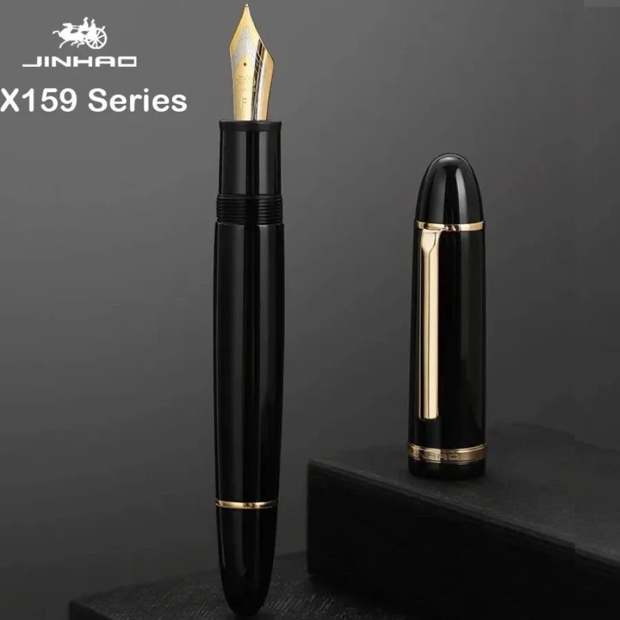 

JinHao X159 Акриловая черная перьевая ручка с металлическим зажимом, удлиненное тонкое перо F 0,5 мм, ручки для письма, школьные и офисные принадлежности, ручки, канцелярские принадлежности