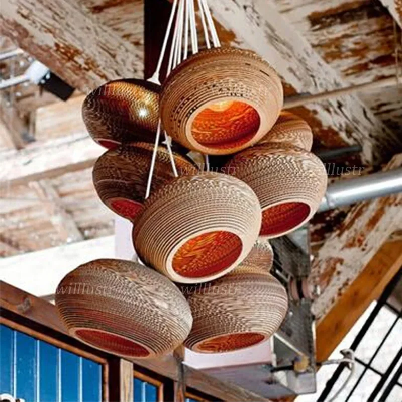Creative Beehive Pendant Lamp Corrugated Paper Hotel Cafe Bar Store Kitchen Hanging Light Suspension Ceiling Chandelier