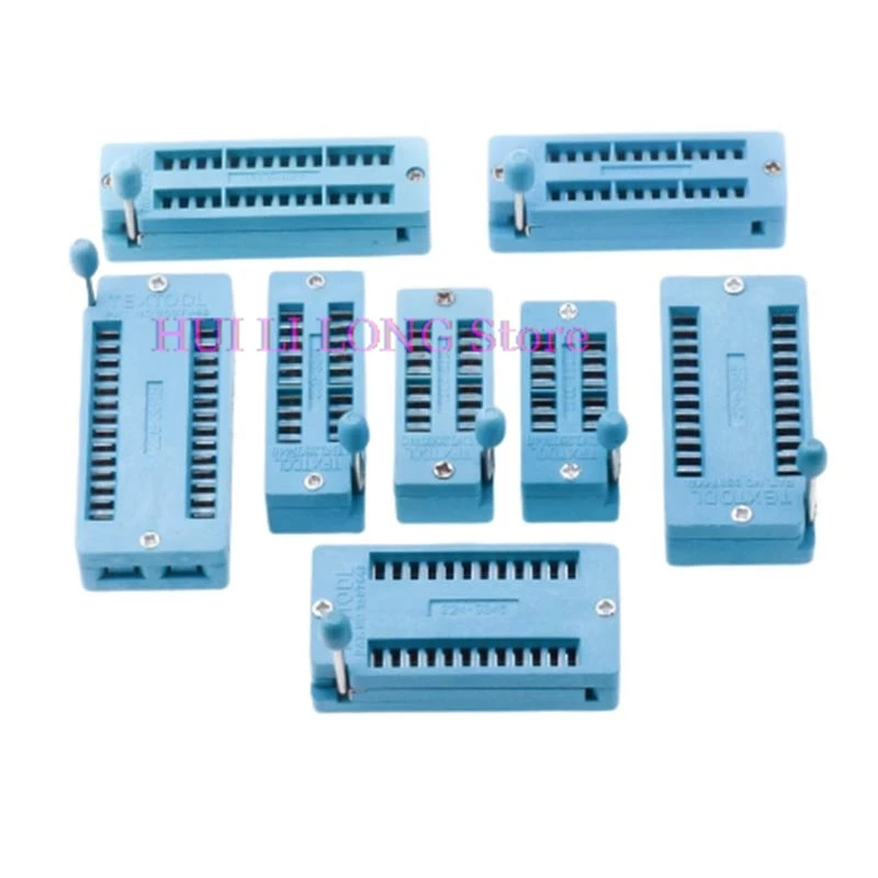 1PCS 14 16 18 20 24 28 32 40 P Pin 2.54 MM Green DIP Universal ZIF IC Socket Test Solder Type IC lock seat zif socket
