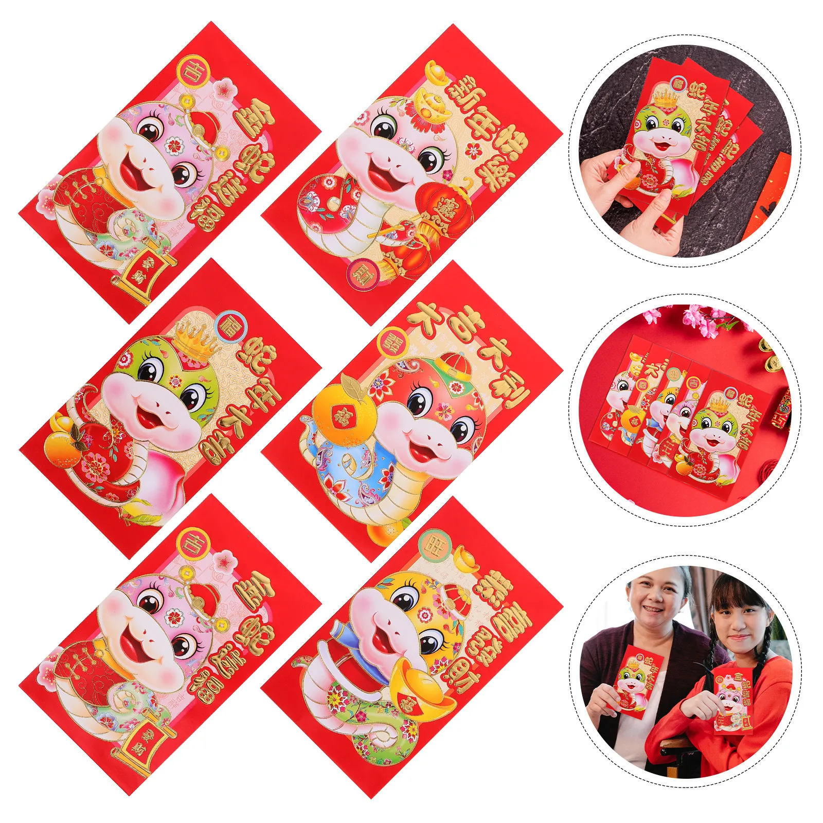 

30Pcs Li Shi Red Envelopes 2025 Year of The Snake Chinese New Year Red Packets Lucky Money Cash Gift Envelopes