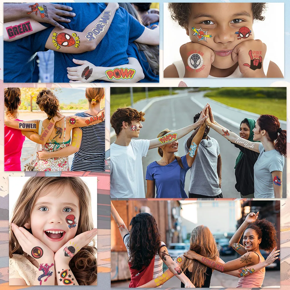 10 قطعة ديزني الكرتون الرجل العنكبوت المؤقتة الوشم ملصق لعبة المنتقمون سبايدرمان DIY بها بنفسك الوجه الذراع هيئة الفن مقاوم للماء الوشم لعبة طفل