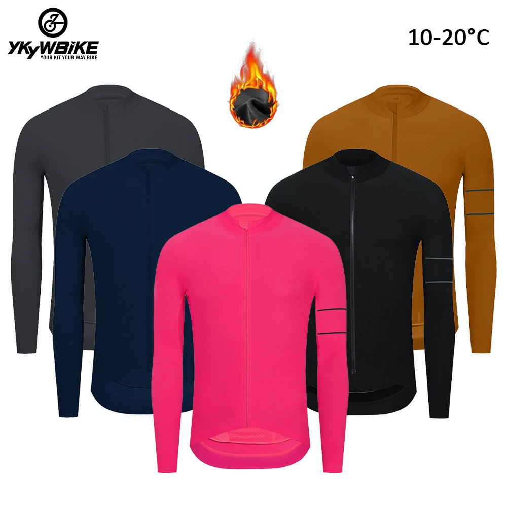 YKYWBIKE Autumn Men\'s Cycling Jersey Fleece Thermal Bike Jacket Bicycle Jersey MTB Road Bike Long Sleeve Bicycle Clothing