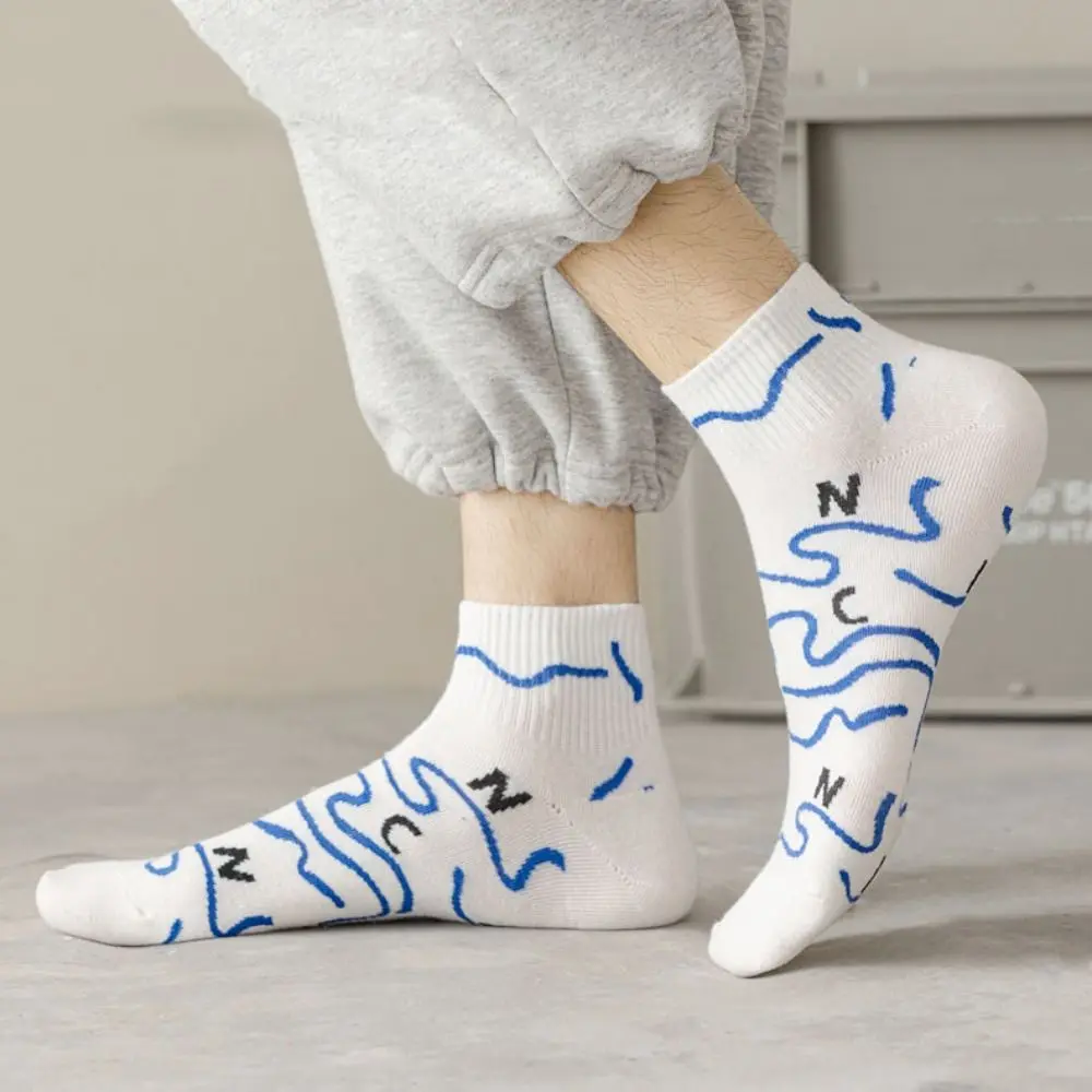 

5Pairs Fashion Cotton Men's Mid-calf Socks Non-slip Simple Men Tube Socks Breathable Hosiery Sports Ankle Sock Summer