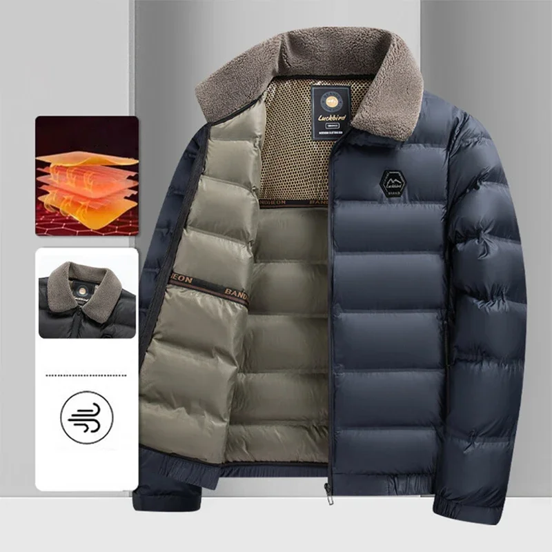 Big Collar 2026Winter Parkas Men Thicken Casual Outwear Slim Fit Outwear Waterproof Warm Stand Collar Outwear Coat Cotton Jacket