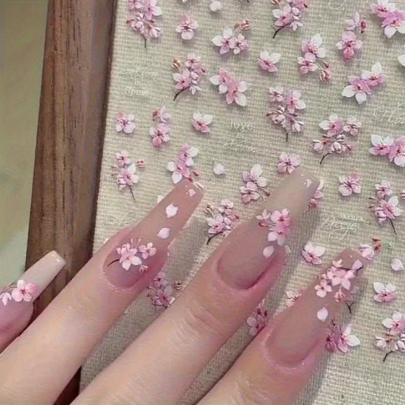 1Piece5DSakura Nail Art stickers - Spring Floral Design, Self-adhesive Polymer stickers, Suitable for Women to Use