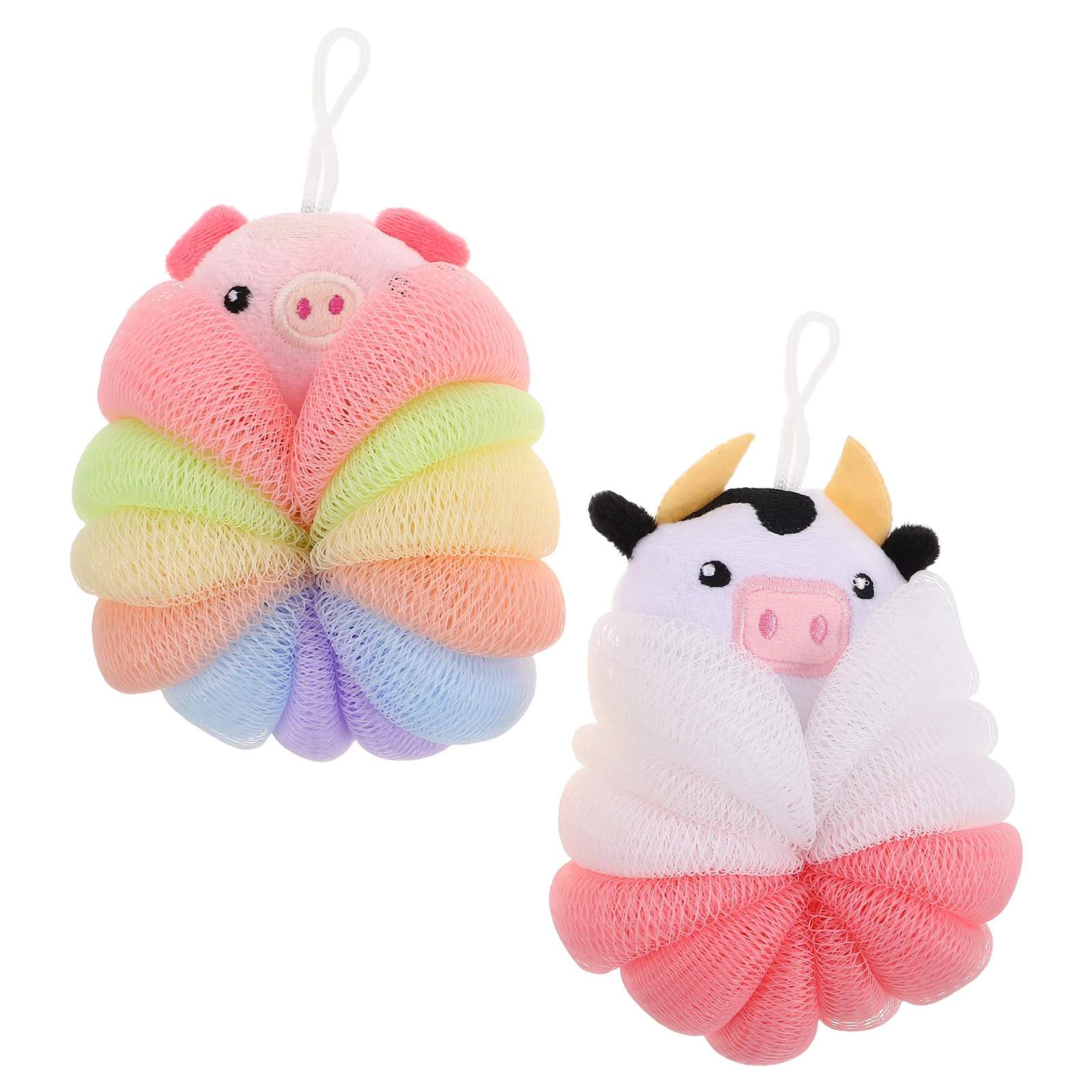 

2Pcs Animal Bath Sponges Large Cute Cartoon Loofahs Shower Scrubber Exfoliating Bath Accessories Easy