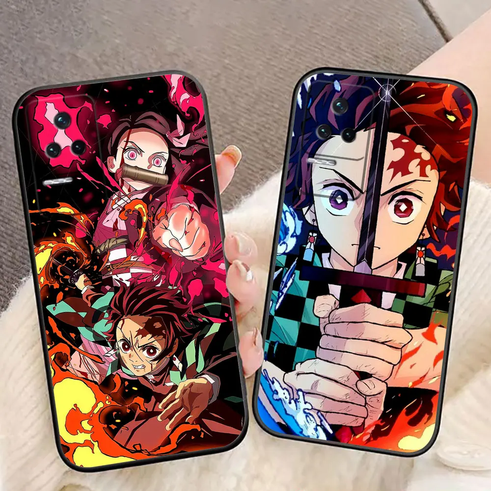 Capa de Celular Anime Demon Slayer Tanjiro para Redmi K60 K40 K30 15 15C 14C 13C 12C 12 10 10C 9T 9C 9A 9 8 8A A1 A2 A3 Plus
