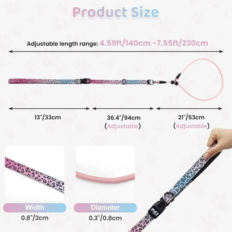 이중 손잡이가 있는 슬립 리드 개 목줄, 노풀 반사 훈련용 목줄, 매듭 없는 회전식 헤비듀티 디자인, 소형 및 중형견용