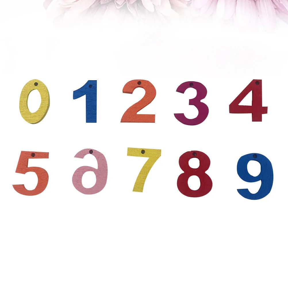 100Pcs Wooden Number Chips Colorful Painted Smooth Preschool Educational DIY Craft Decorations for Scrapbooking Patchwork