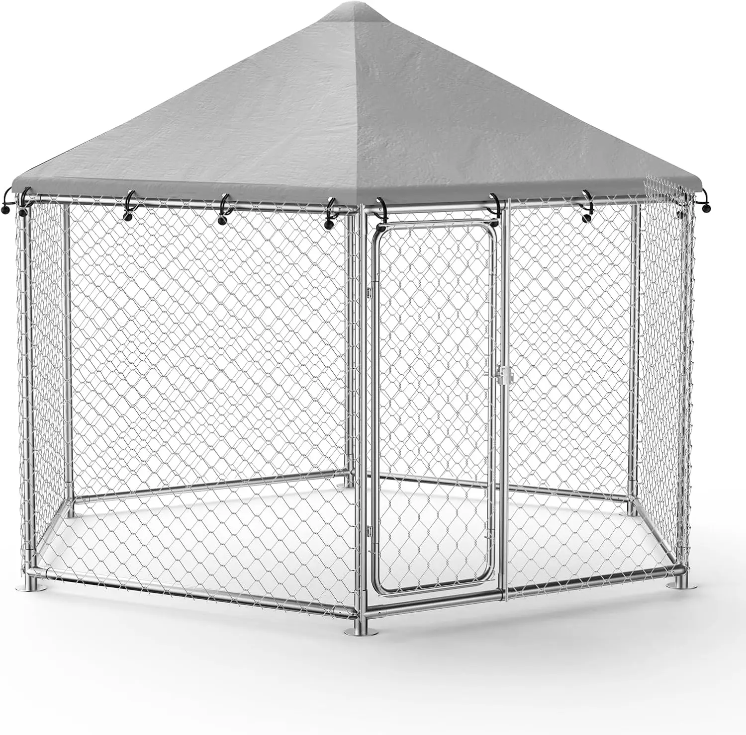 

9.1x9.1 FT Heavy Duty Dog Kennel Outside, Extra Large Outdoor Dog Enclosure with Waterproof Cover and