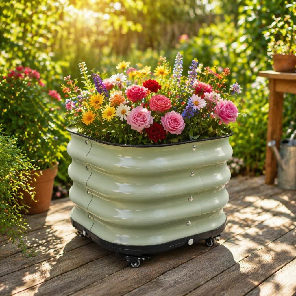 Custom Eco-Friendly Durable Self-Watering Rolling Planter Galvanized Metal Raised Garden Bed Liner Classic Design Flower Pots