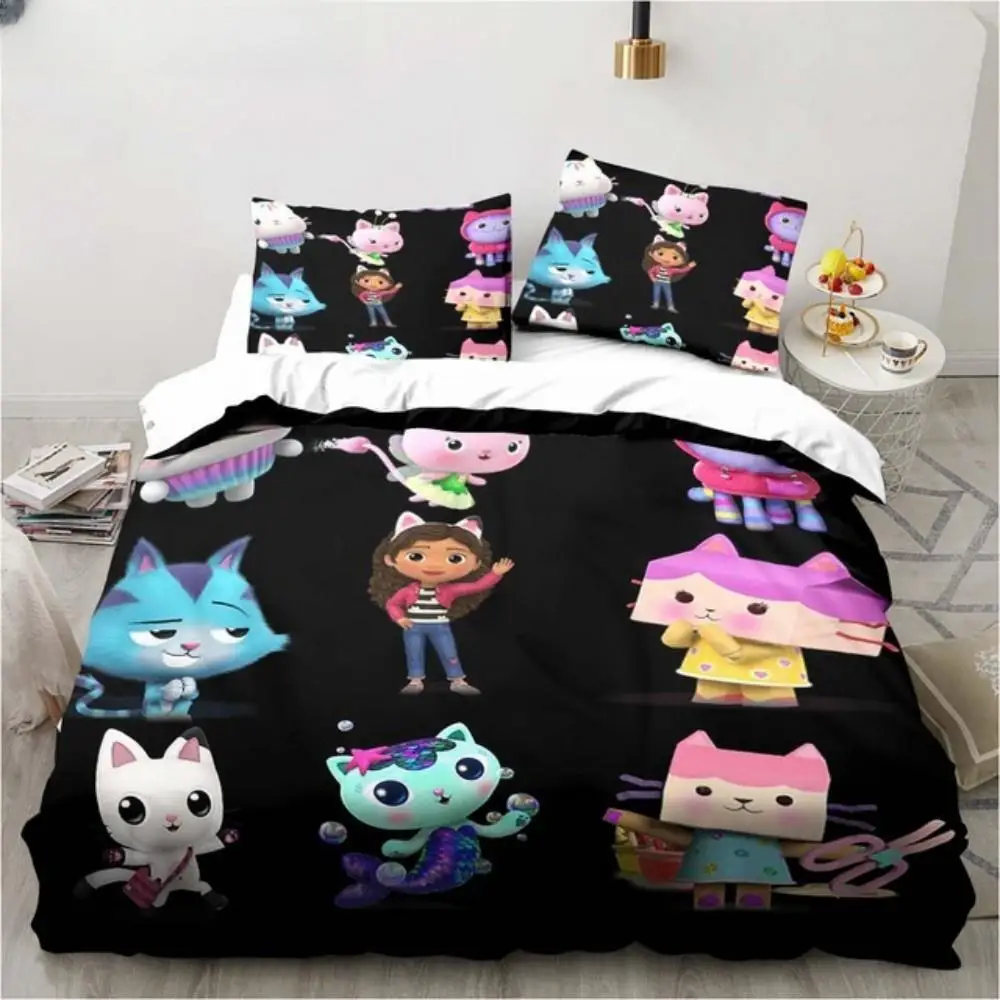 

Gabby's Dollhouse Bedding Set Cartoon Pillowcases Quilt Cover For Girl Kids Gift Sing Twin Full Queen Cute Kawaii 3D Duvet Cover