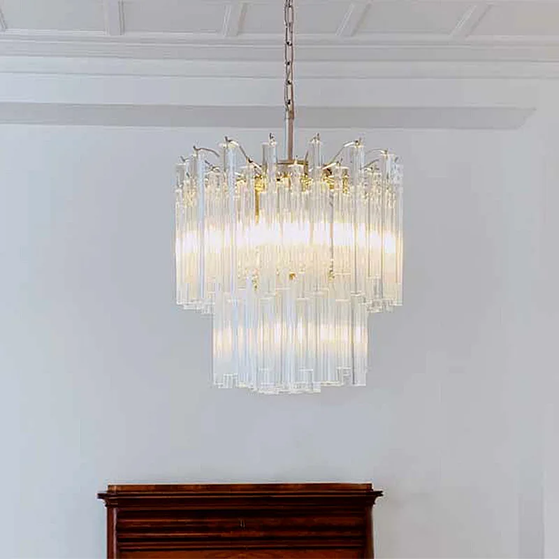 

Italian medieval light luxury villa glass crystal chandelier designer French dining room retro chandelier