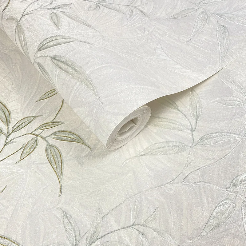 Bamboo Leaf Non Peel and Stick Wallpaper Embossed Textured Botanical Wall Mural Paper for Living Room Bedroom Hotel Home Decor