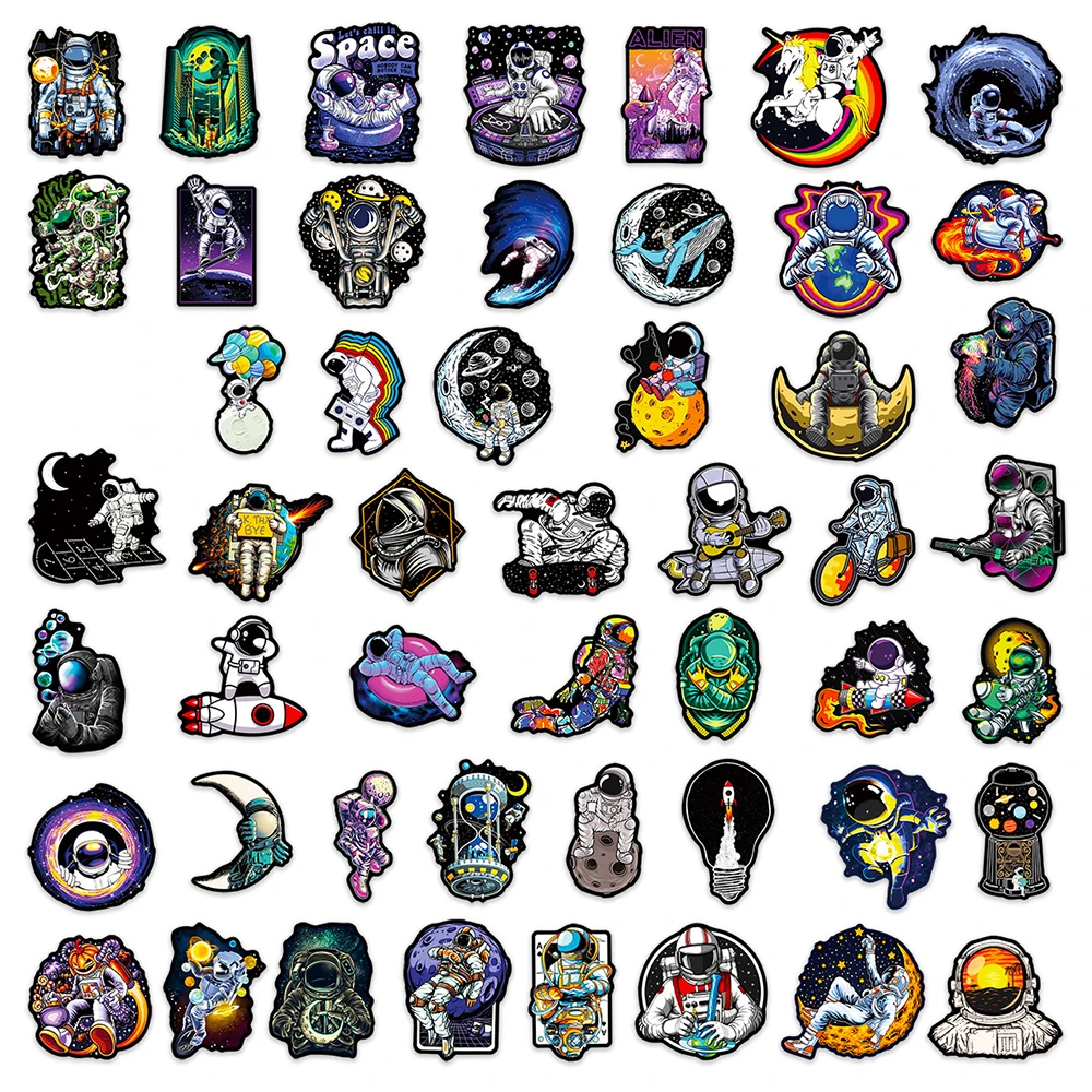 10/30/50PCS Cute Outer Space Astronaut Graffiti Stickers Decal DIY Phone Scrapbook Luggage Helmet Cartoon Joke Sticker Kid Toy