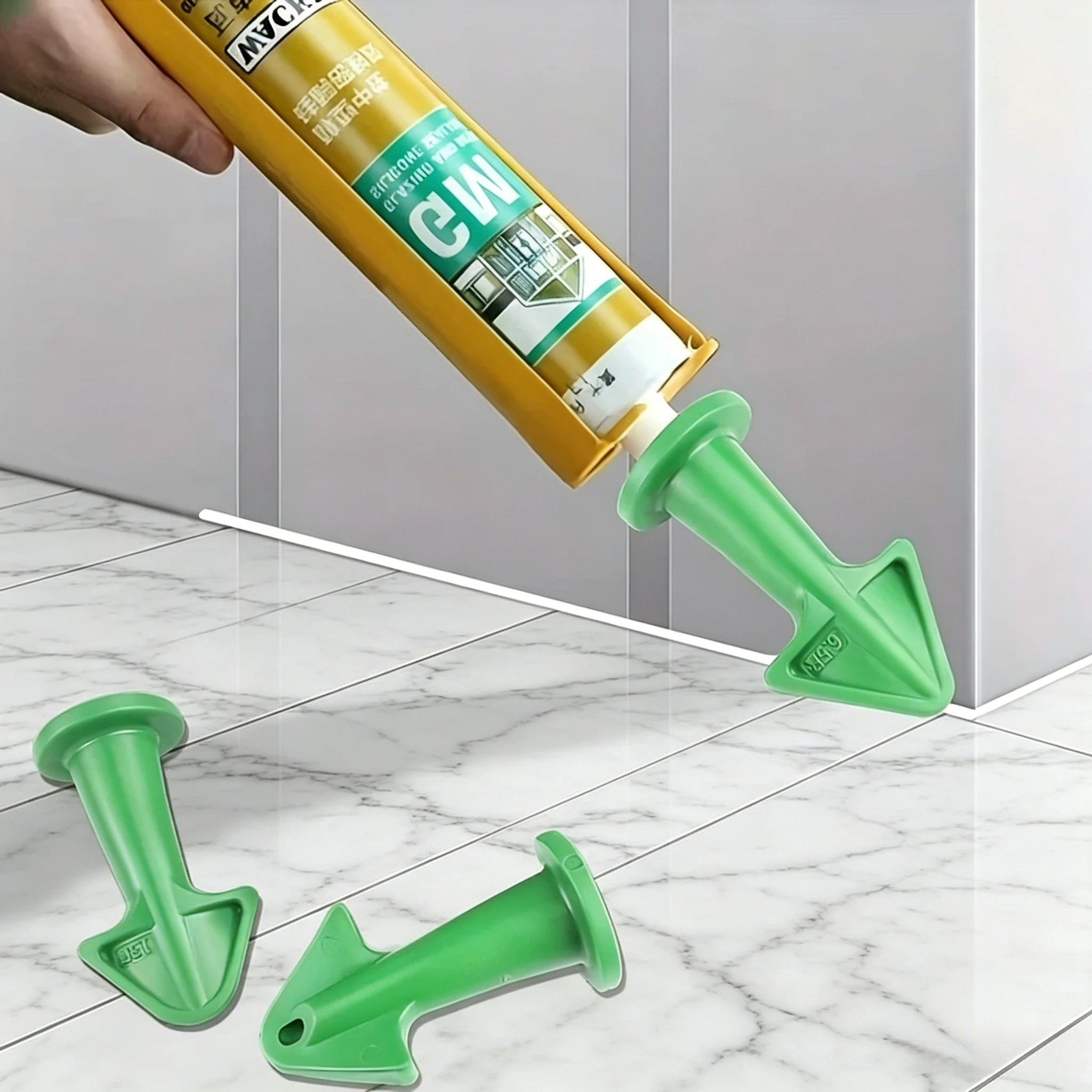 3Pcs Silicone Caulk Nozzle Applicator Caulking Tools Sealant Finishing Grout Kit Scraper Floor Cleaning Tile Dirt Spatula